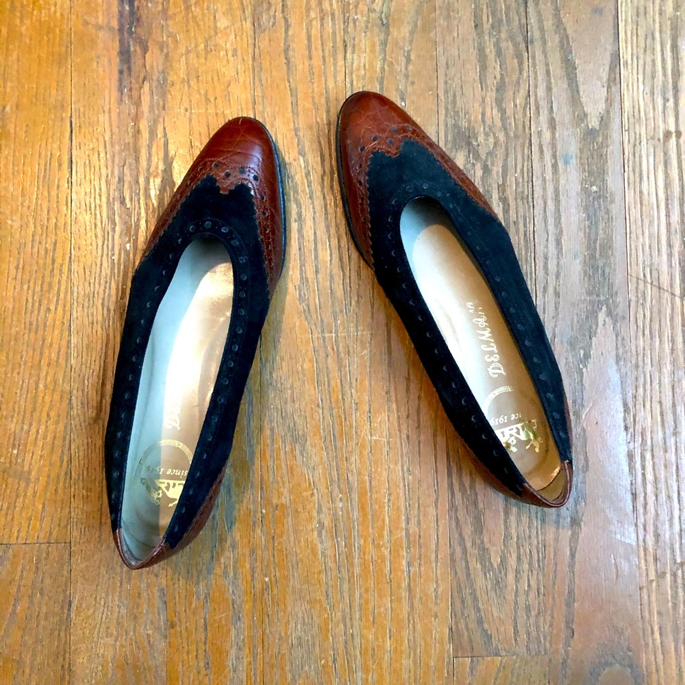Classic Flats: Delman Leather & Suede Oxford Flats